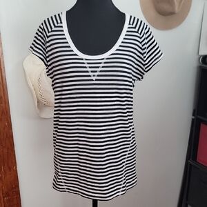 Poof Classic Black and White Striped Women's Tee